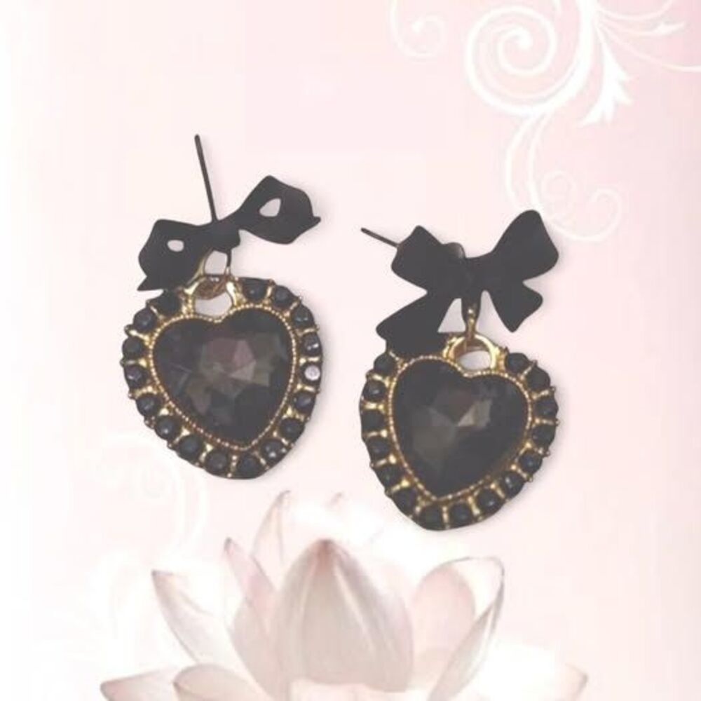 sweet coquette ribbon heart earrings